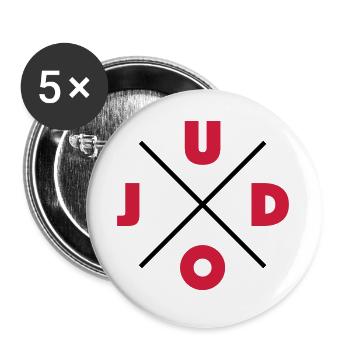 Judo - Lot de 5 grands badges (56 mm) - blanc - Devant