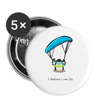 Gleitschirm Paragliding Berge Pinguin - Buttons groß 56 mm (5er Pack) - Weiß - Vorne