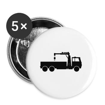 camion grue - Lot de 5 grands badges (56 mm) - blanc - Devant