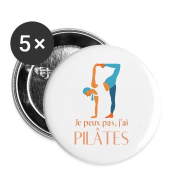 Pilates - Lot de 5 grands badges (56 mm) - blanc - Devant