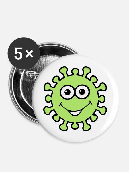 Happy virus - Buttons large 2.2''/56 mm (5-pack) - white