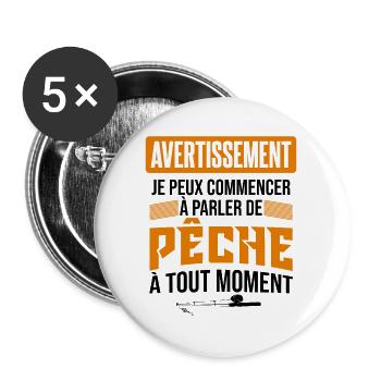 PARLER DE PÊCHE - Lot de 5 grands badges (56 mm) - blanc - Devant