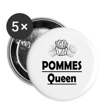 Pommes Queen - Buttons groß 56 mm (5er Pack) - Weiß - Vorne