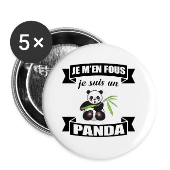 JE M'EN FOUS JE SUIS UN PANDA - Lot de 5 grands badges (56 mm) - blanc - Devant