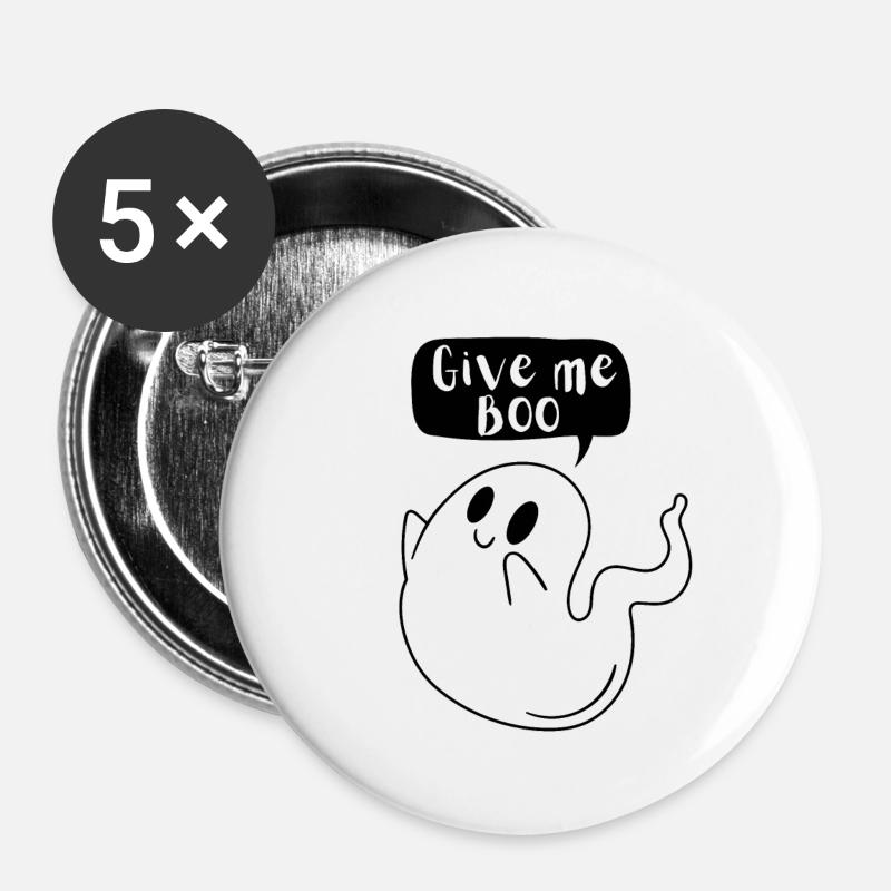 Fantôme de fantôme d'halloween mignon - Lot de 5 grands badges (56 mm) - blanc