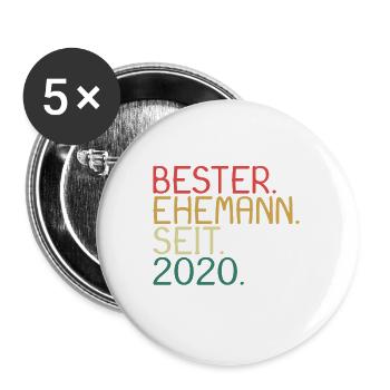 Bester Ehemann seit 2020 - Buttons groß 56 mm (5er Pack) - Weiß - Vorne