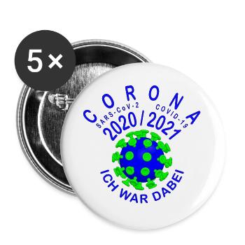 Virus Blue Green - Corona 2020/2021 I WAS DABEI - Buttons large 2.2''/56 mm (5-pack) - white - Front