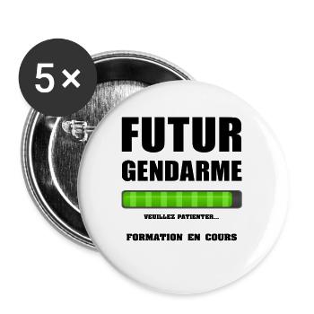 FUTUR GENDARME - Lot de 5 grands badges (56 mm) - blanc - Devant