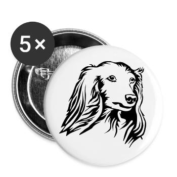 Dackel Kopf - Buttons groß 56 mm (5er Pack) - Weiß - Vorne