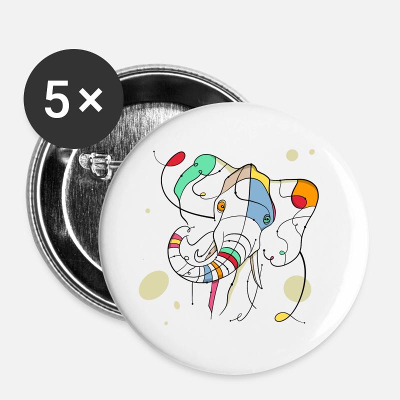 Elephant - Buttons large 2.2''/56 mm (5-pack) - white