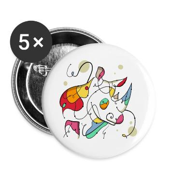 Rhinoceros - Buttons large 2.2''/56 mm (5-pack) - white - Front