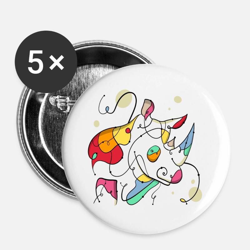 Nashorn - Buttons groß 56 mm (5er Pack) - Weiß