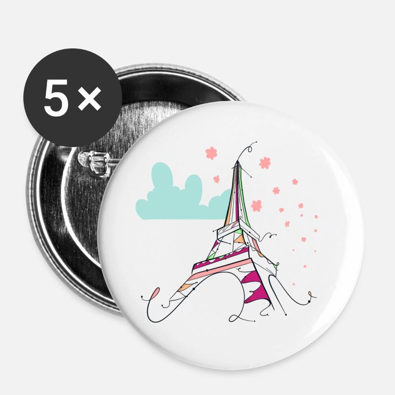 Eiffel Tower - Buttons large 2.2''/56 mm (5-pack) - white