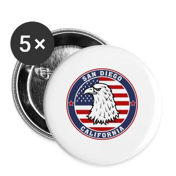 San Diego City California State USA Flag Travel So - Buttons large 2.2''/56 mm (5-pack) - white - Front