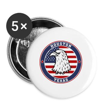 Houston City Texas State USA Flag Travel Souvenir - Buttons large 2.2''/56 mm (5-pack) - white - Front