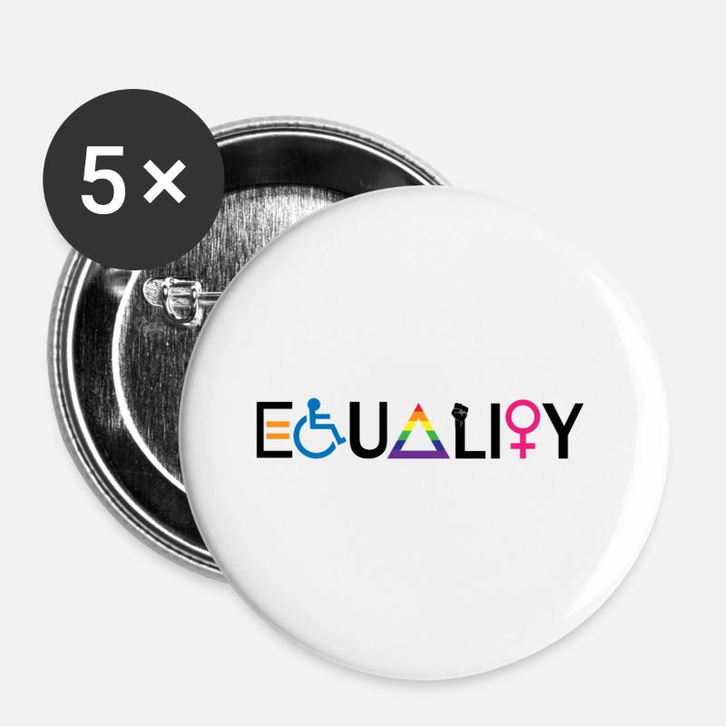 Égalité feminist Cadeau - Lot de 5 grands badges (56 mm) - blanc