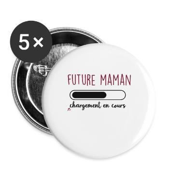 future maman enregistrement en cours - Lot de 5 grands badges (56 mm) - blanc - Devant
