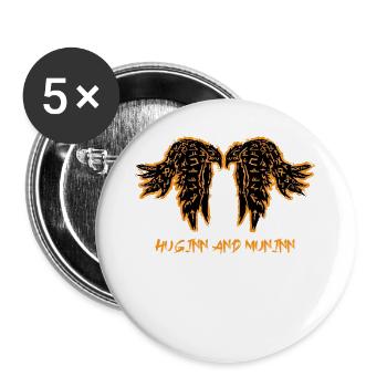 Hugin and Munin from Runes Norse Mythology - Buttons large 2.2''/56 mm (5-pack) - white - Front