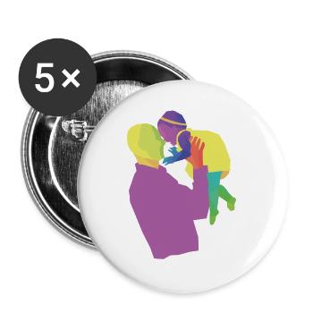 Vater und Tochter - Buttons groß 56 mm (5er Pack) - Weiß - Vorne