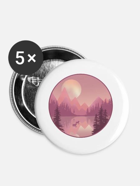 A day at the lake - Buttons large 2.2''/56 mm (5-pack) - white