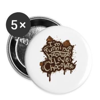 Drôle de course pour le chocolat - Lot de 5 grands badges (56 mm) - blanc - Devant