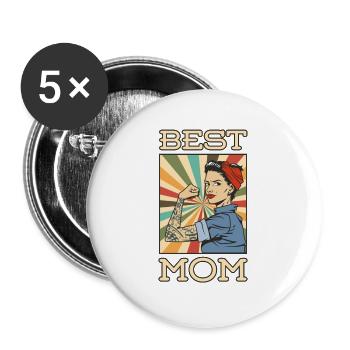 Best Mom Ever Best Mom Retro Vintage Pin-Up Girl - Buttons large 2.2''/56 mm (5-pack) - white - Front