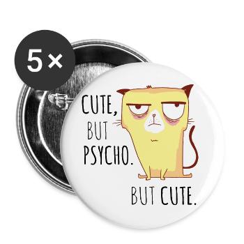Crazy cat the cute gift for cat lovers - Buttons large 2.2''/56 mm (5-pack) - white - Front