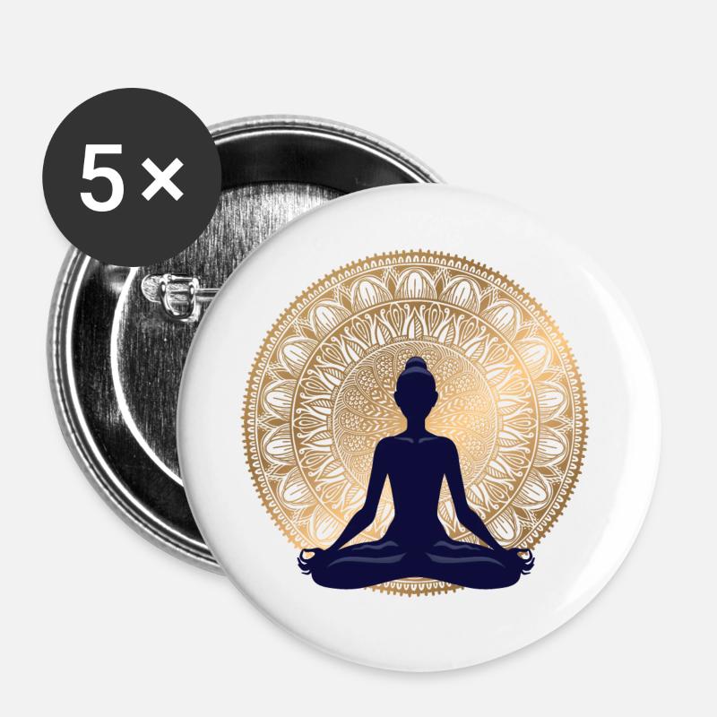 Meditation - Buttons groß 56 mm (5er Pack) - Weiß