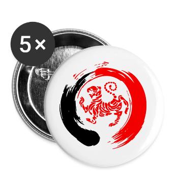Shotokan tiger in zen sign - Buttons large 2.2''/56 mm (5-pack) - white - Front