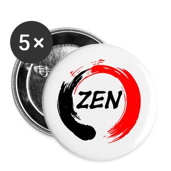Zen geschrieben in enso zen Kreis rot und schwarz - Buttons groß 56 mm (5er Pack) - Weiß - Vorne