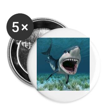 Great white shark on the hunt - Buttons large 2.2''/56 mm (5-pack) - white - Front