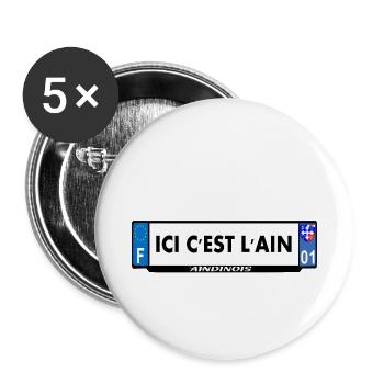 ici c'est l'ain - Lot de 5 grands badges (56 mm) - blanc - Devant