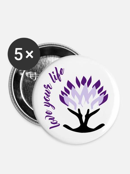 Love Your Life, tree of life, tree, life - Buttons large 2.2''/56 mm (5-pack) - white