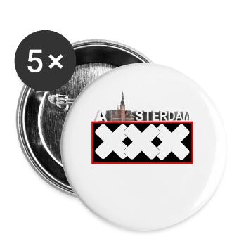 Amsterdam - Buttons groß 56 mm (5er Pack) - Weiß - Vorne