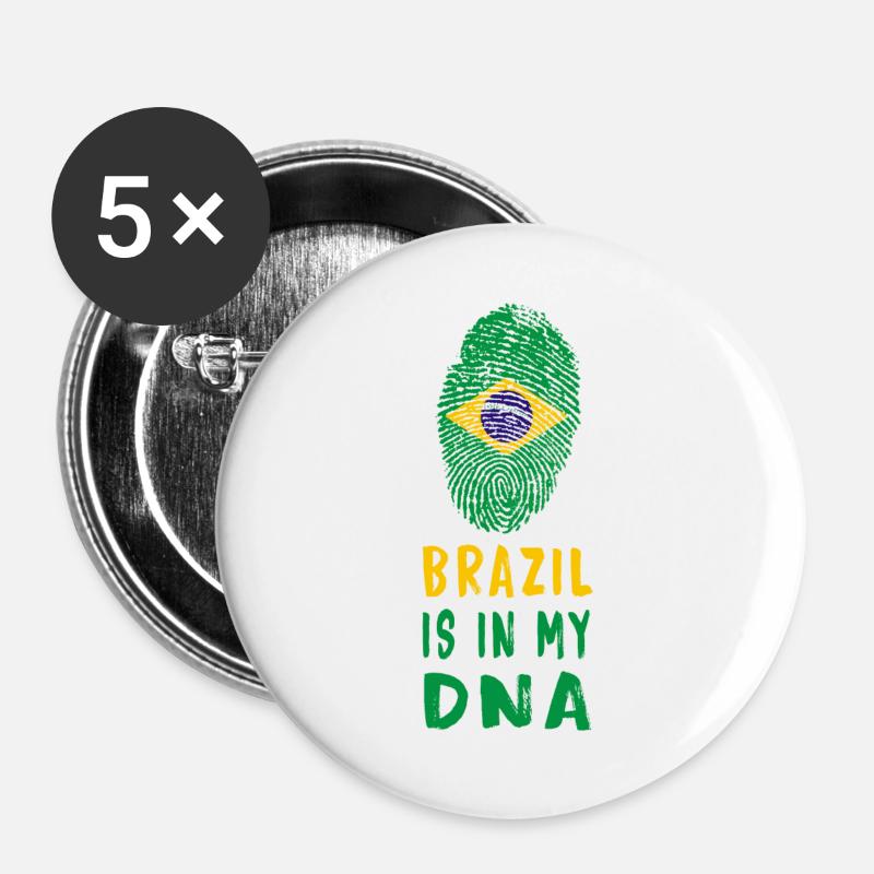 Le Brésil est dans mon ADN design / idée cadeau - Lot de 5 grands badges (56 mm) - blanc