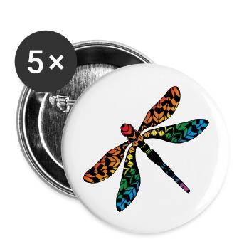 Libelle - Buttons groß 56 mm (5er Pack) - Weiß - Vorne