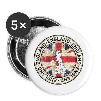 UK Map Flag Emblem - Buttons large 2.2''/56 mm (5-pack) - white - Front