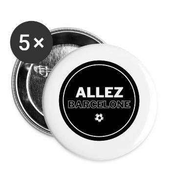 allez barcelone football soccer foot ballon - Lot de 5 grands badges (56 mm) - blanc - Devant