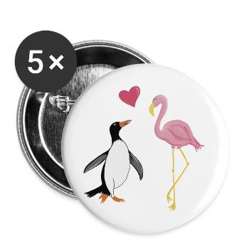 Penguin and Flamingo BFFs - Buttons large 2.2''/56 mm (5-pack) - white - Front