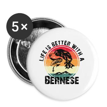 Life is better with a bernese - Buttons large 2.2''/56 mm (5-pack) - white - Front