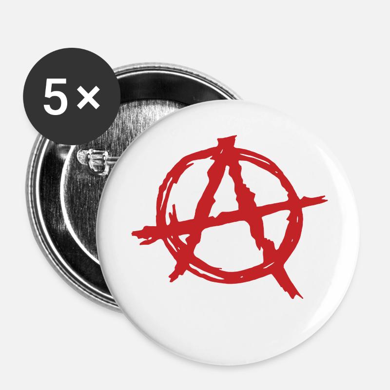 Anarchy - Buttons large 2.2''/56 mm (5-pack) - white