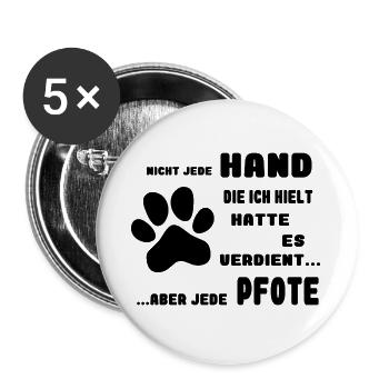 Main patte chien disant cadeau animal de compagnie - Lot de 5 grands badges (56 mm) - blanc - Devant