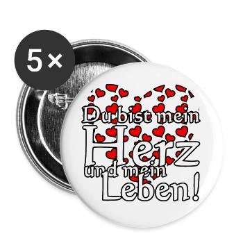 Herz Liebe Valentinstag Paar Partner Sprüche - Buttons groß 56 mm (5er Pack) - Weiß - Vorne