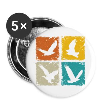 Retro squares falcons eagles falconry hawking - Buttons large 2.2''/56 mm (5-pack) - white - Front