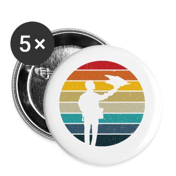 Falconer retro sunset falconry hawking falconer - Buttons large 2.2''/56 mm (5-pack) - white - Front
