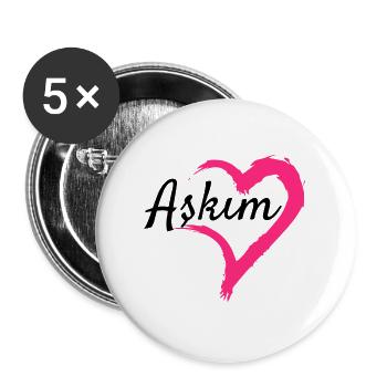 Askim mot idée cadeau turc amour - Lot de 5 grands badges (56 mm) - blanc - Devant
