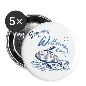 The Wellerman, sugar and tea and rum - sea shanty - Buttons groß 56 mm (5er Pack) - Weiß - Vorne