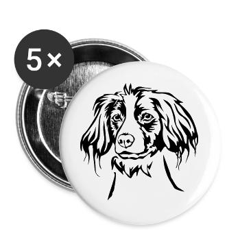 Epagneul Breton Kopf - Buttons groß 56 mm (5er Pack) - Weiß - Vorne