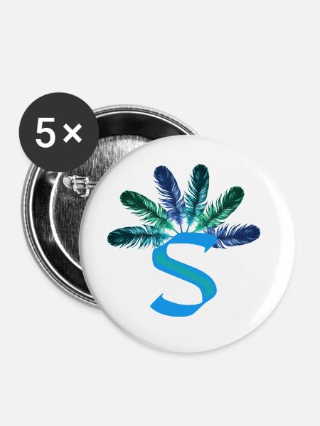 6 federn s - Buttons groß 56 mm (5er Pack) - Weiß