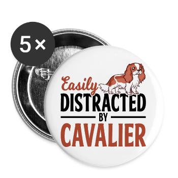 Cavalier King Charles Spaniel dog owner - Buttons large 2.2''/56 mm (5-pack) - white - Front